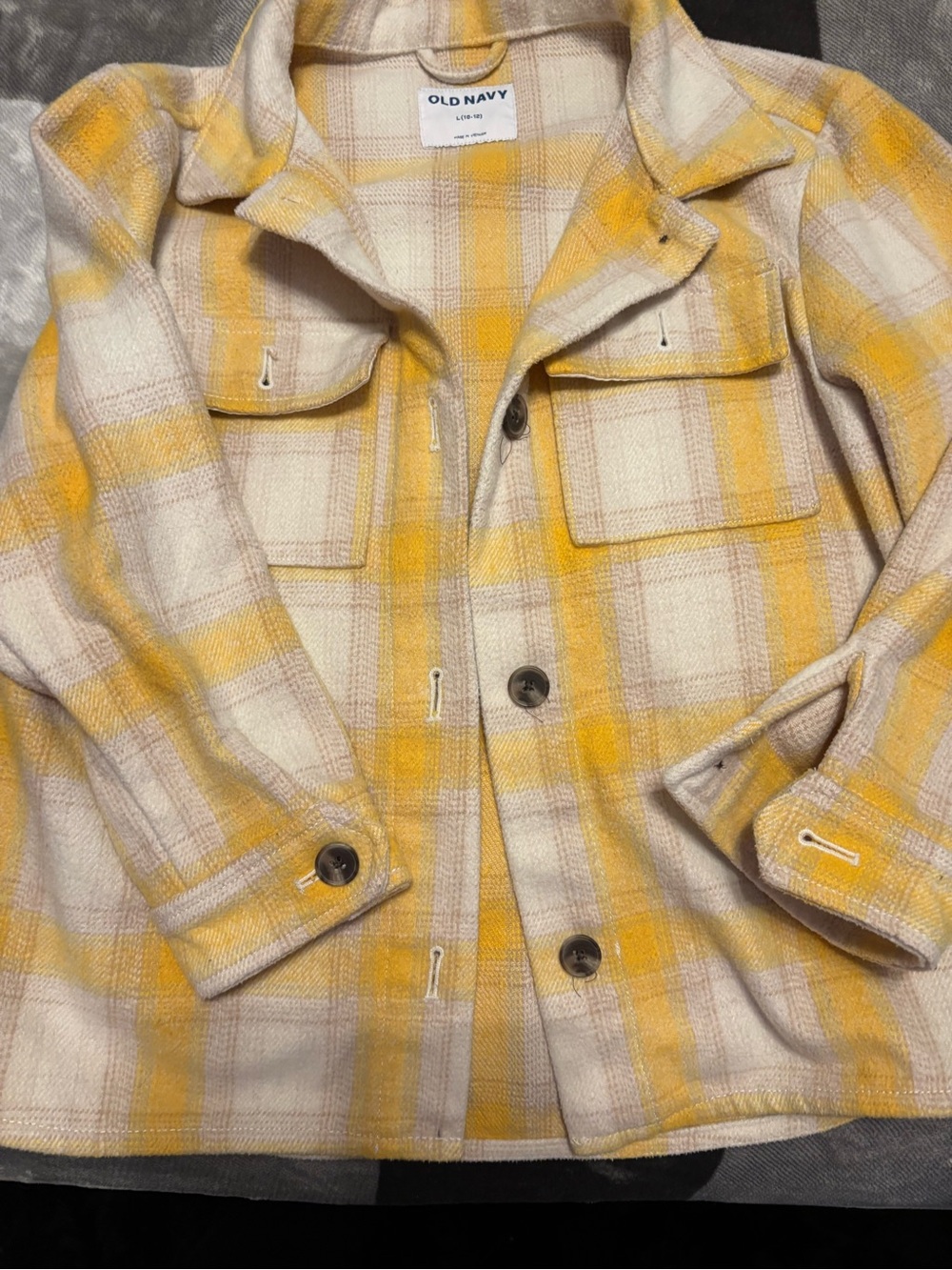 Old Navy Girls Yellow Plaid Shacket Jacket